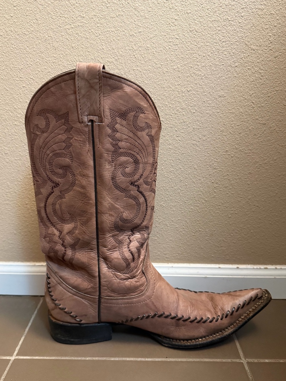 JAR BOOTS Mexican Embroidered Boots Men’s Leather Snip Toe SZ 9 Western Mex 28